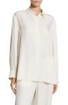 Theory Stripe High-low Button-up Shirt In White