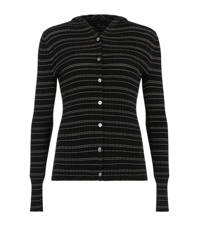 Theory Stripe Hooded Cardigan In Black