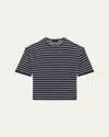 Theory Neo Sag Harbor Stripe Linen Blend Boyfriend T-shirt