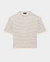 Theory Neo Sag Harbor Stripe Linen Blend Boyfriend T-shirt In Ltpchmtmlt