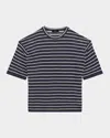 Theory Neo Sag Harbor Stripe Linen Blend Boyfriend T-shirt In Nocturne Navy Multi