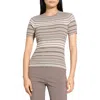 Theory Stripe Merino Wool Rib T-shirt In Light Cinder Multi