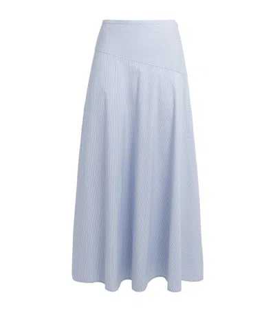 Theory Stripe Midi Skirt In Blue