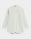 Theory Tuxedo Shirt In Striped Cotton-blend In Green