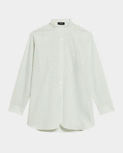 THEORY STRIPE OVERSIZED TUXEDO SHIRT