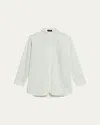Theory Tuxedo Shirt In Striped Cotton-blend In Green