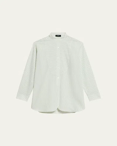 THEORY STRIPE OVERSIZED TUXEDO SHIRT