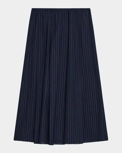 Theory Irregular Pleat Skirt Nocturne Navy In Blue