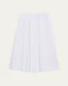 Theory Stripe Pleated Midi Skirt In White