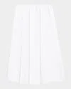 Theory Stripe Pleated Midi Skirt In White