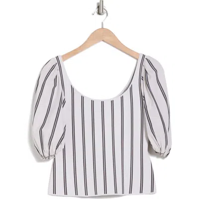 Theory Stripe Puff Sleeve Crop Top In Nocolor