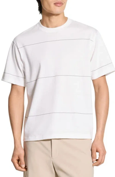 Theory Stripe Relaxed Pima Cotton T-shirt In White
