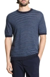 Theory Stripe Linen Tee In Blue