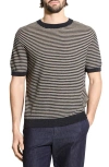 Theory Stripe Linen Tee In Black