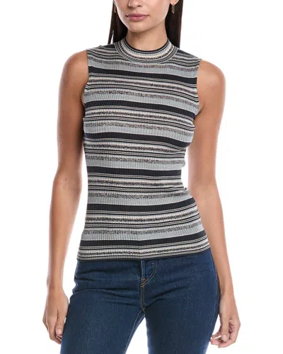 Theory Stripe Silk Sweater In Gray