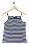 Theory Stripe Square Neck Pima Cotton Tank In Blue