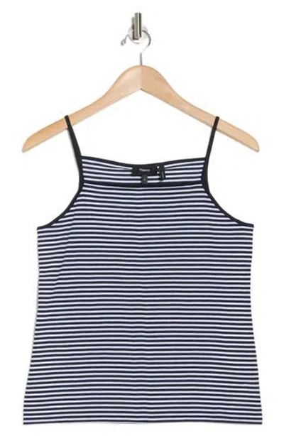 Theory Stripe Square Neck Pima Cotton Tank In Blue