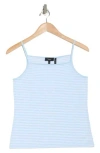 Theory Stripe Square Neck Pima Cotton Tank In Skylht/wht