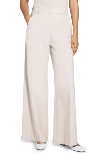 Theory Stripe Canvas High-rise Trousers In Sand Multi