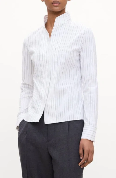 Theory Striped Cotton-blend Poplin Shirt In Neutral