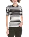 Theory Stripe Wool T-shirt In Multi