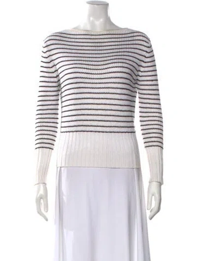 Pre-owned Theory Striped Bateau Neckline Sweater In Black