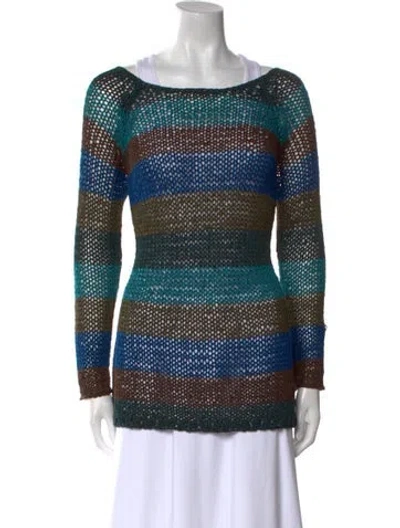 Pre-owned Theory Striped Bateau Neckline Sweater In Blue