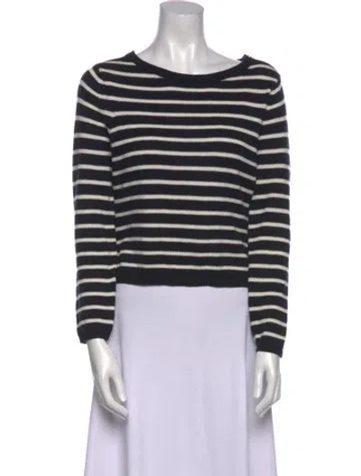 Pre-owned Theory Striped Bateau Neckline Sweater In Blue