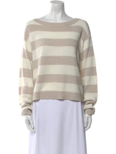 Pre-owned Theory Striped Bateau Neckline Sweater In Neutral
