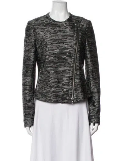 Pre-owned Theory Striped Biker Jacket In Black