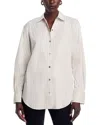 Theory Boyfriend Shirt In Striped Cotton-blend In Sand Multi Stripe