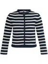 Theory Striped Cropped Jacket In Cotton Bouclé In Blue
