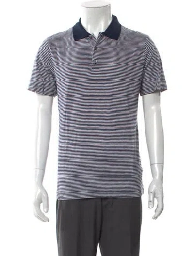 Pre-owned Theory Striped Collar Polo Shirt W/ Tags In Blue