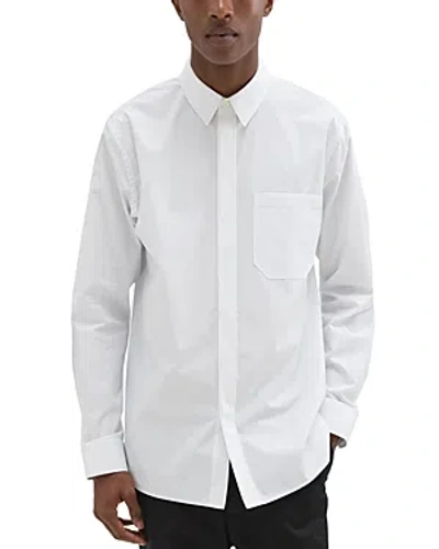 Theory Striped Cotton Blend Shirt In White Multi