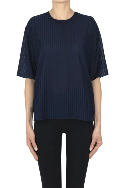 Theory Striped Cotton Boxy Shirt In Blue