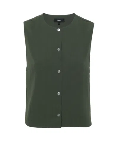 THEORY STRIPED CREPE VEST