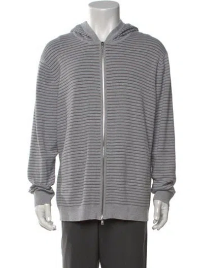 Pre-owned Theory Striped Crew Neck Hoodie In White