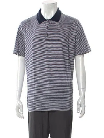 Pre-owned Theory Striped Crew Neck Polo Shirt In Blue
