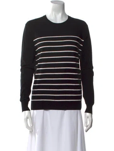 Pre-owned Theory Striped Crew Neck Sweater In Black