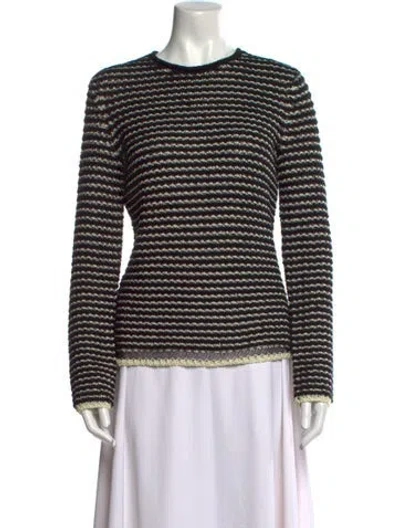 Pre-owned Theory Striped Crew Neck Sweater In Black