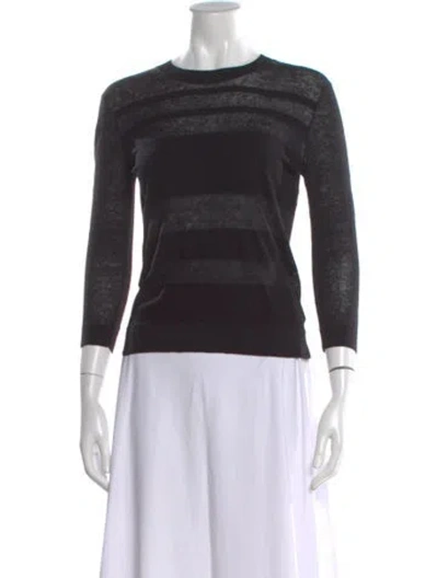 Pre-owned Theory Striped Crew Neck Sweater In Black