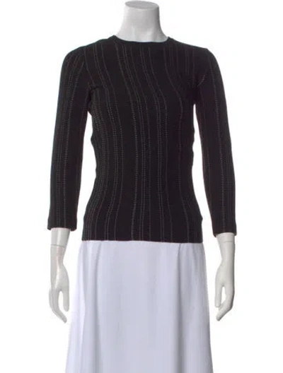 Pre-owned Theory Striped Crew Neck Sweater In Black