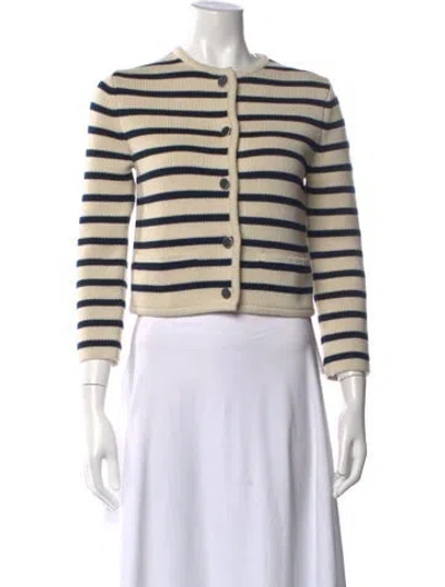 Pre-owned Theory Striped Crew Neck Sweater In Black