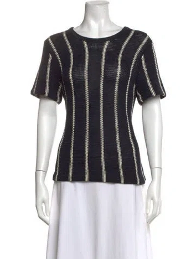 Pre-owned Theory Striped Crew Neck Sweater In Black