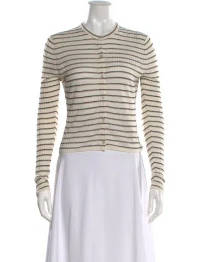 Pre-owned Theory Striped Crew Neck Sweater In Gray
