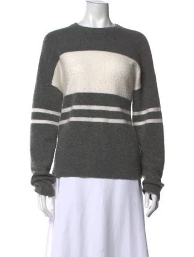 Pre-owned Theory Striped Crew Neck Sweater In Gray