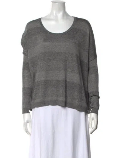 Pre-owned Theory Striped Crew Neck Sweater In Grey
