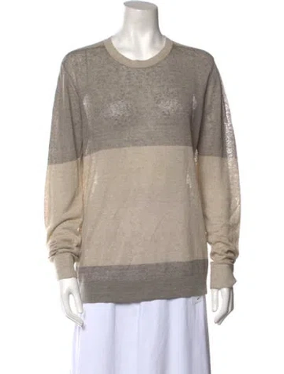 Pre-owned Theory Striped Crew Neck Sweater In Neutral