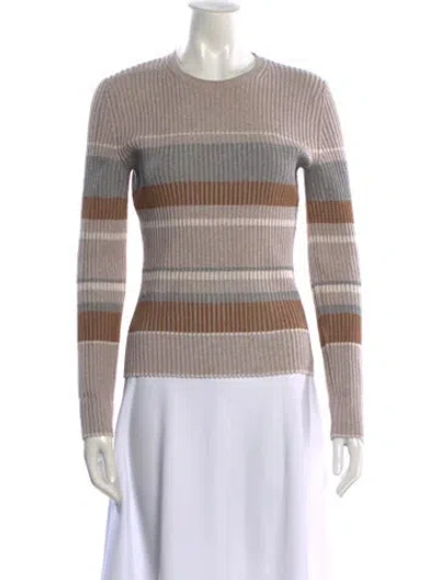 Pre-owned Theory Striped Crew Neck Sweater In Neutral