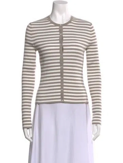 Pre-owned Theory Striped Crew Neck Sweater In Neutral